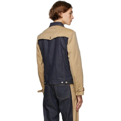 Shop Alexander Mcqueen Blue Denim Gabardine Sleeve Jacket In 4001 Bluwas