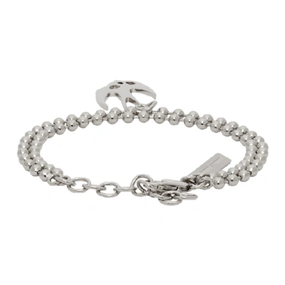 Shop Mcq By Alexander Mcqueen Mcq Alexander Mcqueen Silver Mcq Swallow Skull Bracelet In 8106 Silver