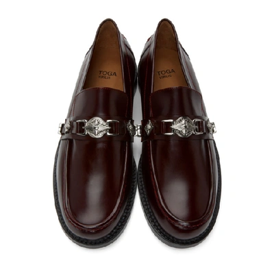 Shop Toga Virilis Burgundy Leather Loafers
