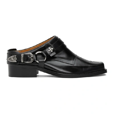 Shop Toga Virilis Black Leather Buckle Loafers