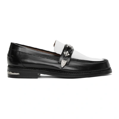 Shop Toga Virilis Black And White Leather Loafers In Black/white