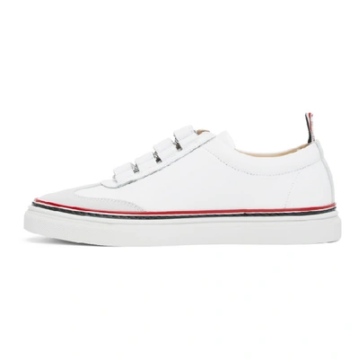 Shop Thom Browne White Vulcanized Calfskin Sneakers In 100 White