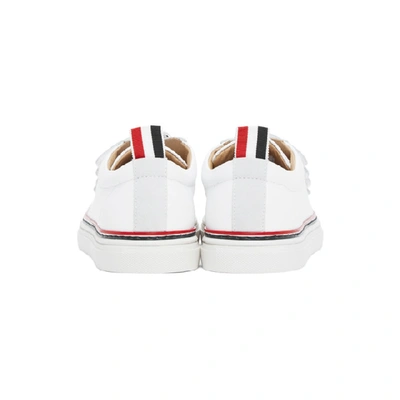 Shop Thom Browne White Vulcanized Calfskin Sneakers In 100 White