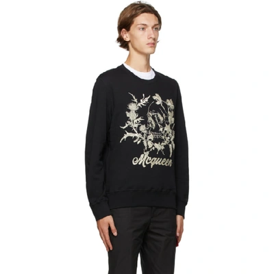 Shop Alexander Mcqueen Black Floral Skull Sweatshirt In 0901 Blkmix