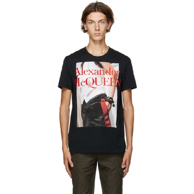 Shop Alexander Mcqueen Black Atelier Print T-shirt In 0901 Blkmix