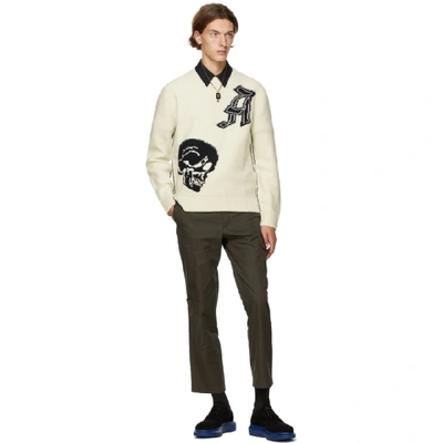 Shop Alexander Mcqueen Off-white Gothic Skull Sweater In 9213 Ivrybl