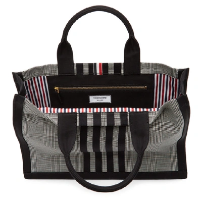 Shop Thom Browne Black And White Squared Tote In 980 Blk/wht