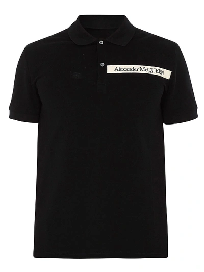Shop Alexander Mcqueen Cotton Pique Polo Shirt In Black