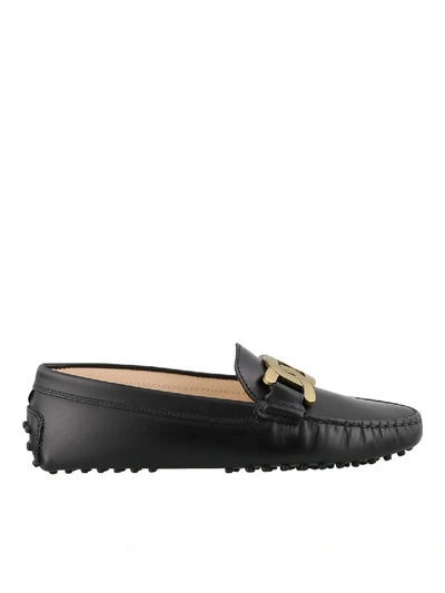 Shop Tod's Kate Gommino Smooth Leather Loafers In Black