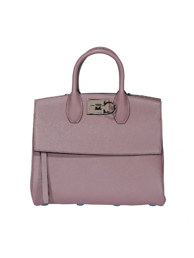 Shop Ferragamo Studio Grainy Leather Bag In Pink