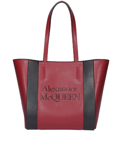 Shop Alexander Mcqueen Small Signature Shopper Bag In Red