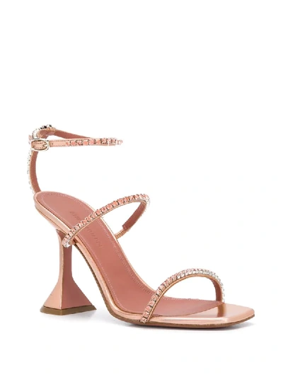 Shop Amina Muaddi Gilda Strappy Sandals In Pink