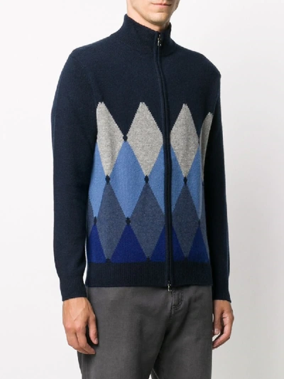 Shop Ballantyne Zip-up Jumper In Blue