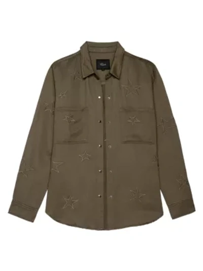 Shop Rails Marcel Star Embroidered Shirt In Olive