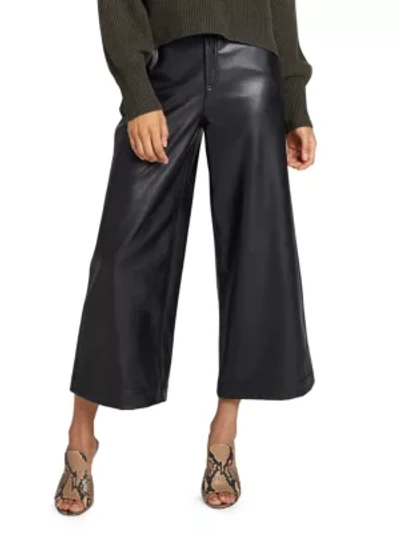 Shop A.l.c Faux Leather Wide-leg Crop Pants In Black