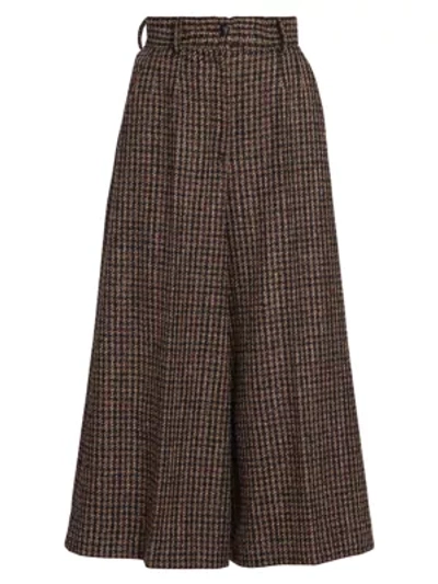 Shop Dolce & Gabbana Wool-blend Check Culottes In Brown