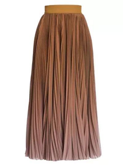Shop Dolce & Gabbana Women's Dégradé Pleated Midi Skirt In Camel