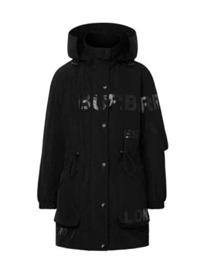 Shop Burberry Dartmouth Logo Hooded Drawstring Jacket In Black