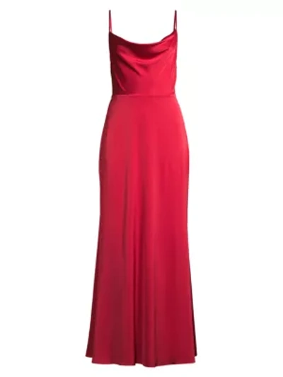 Shop Fame And Partners The Robbie Satin Gown In Cherry Red