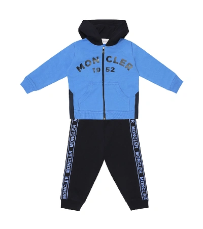 Shop Moncler Baby Hoodie And Trackpants Set In Blue