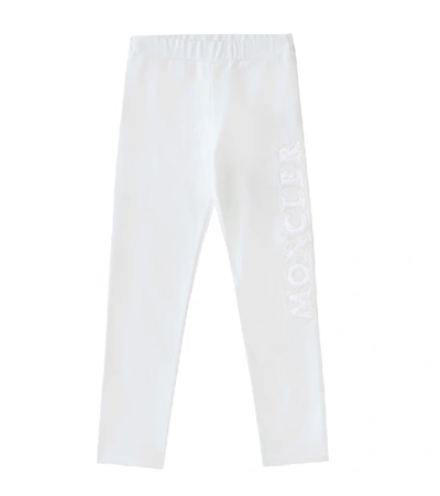 Shop Moncler Enfant Logo Stretch-jersey Trackpants In White