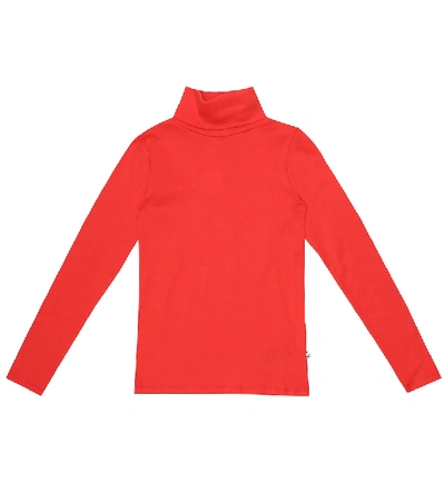 Shop Bonpoint Cotton Turtleneck Top In Red