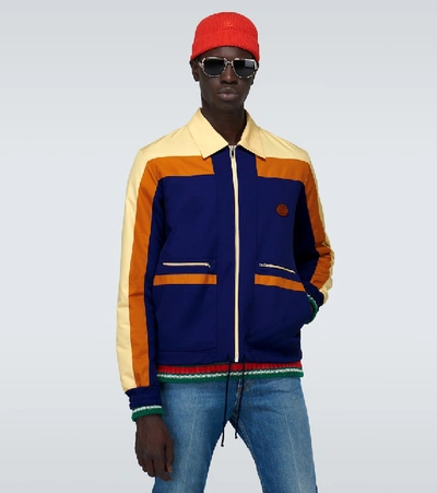 Shop Gucci Technical Jersey Zipped-up Jacket In Multicoloured