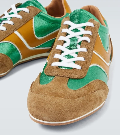 Shop Dries Van Noten Metallic Leather Sneakers In Green