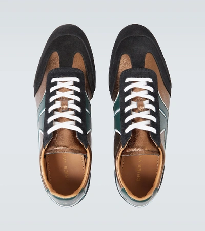 Shop Dries Van Noten Metallic Leather Sneakers In Brown