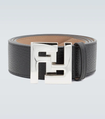 Shop Fendi Leather Ff Buckle Belt In Black