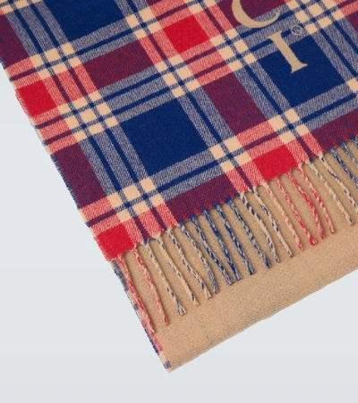 Shop Gucci Checked Printed Scarf In Multicoloured