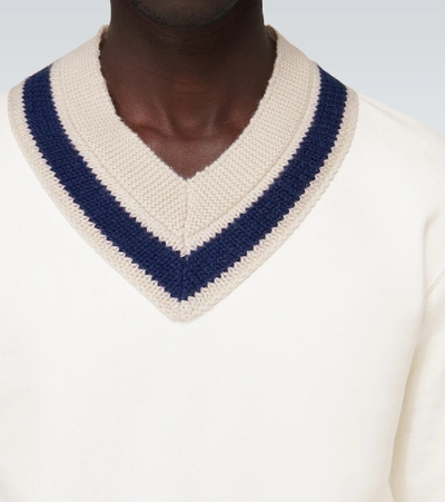 Shop Maison Margiela Brushed V-neck Sweater In White