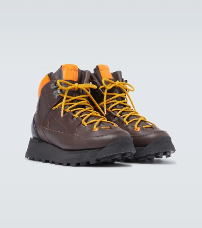 Shop Acne Studios Bertrand Leather Hiking Boots In Brown