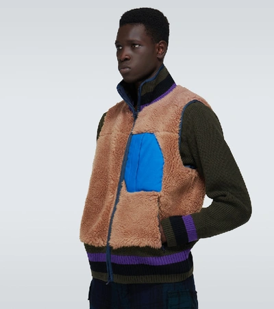 Shop Sacai Faux Shearling Blouson Jacket In Multicoloured