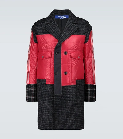 Shop Junya Watanabe Nylon And Wool Patchwork Coat In Red
