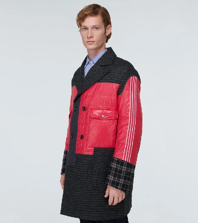 Shop Junya Watanabe Nylon And Wool Patchwork Coat In Red