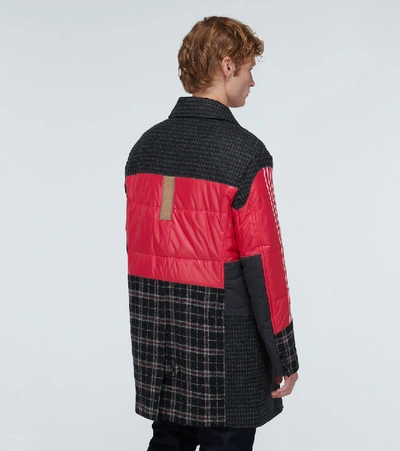 Shop Junya Watanabe Nylon And Wool Patchwork Coat In Red