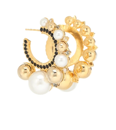 Shop Erdem Embellished Hoop Earrings In Gold