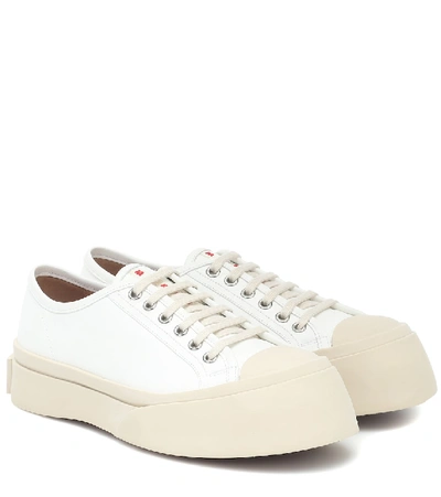 Shop Marni Pablo Leather Sneakers In White