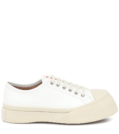 Shop Marni Pablo Leather Sneakers In White