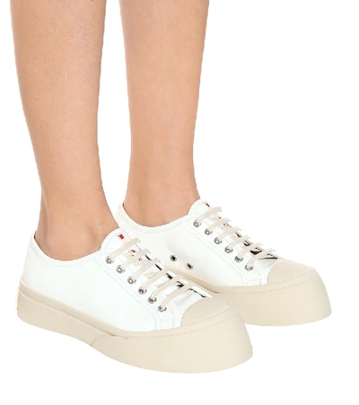 Shop Marni Pablo Leather Sneakers In White