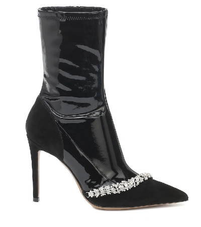 Shop Alexandre Vauthier Ane Embellished Leather Ankle Boots In Black