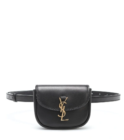 Shop Saint Laurent Kaia Leather Belt Bag In Black