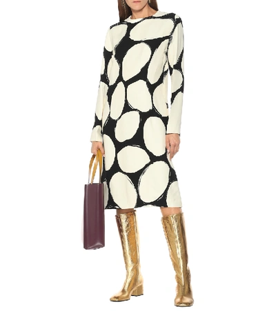 Shop Marni Printed Crêpe Midi Dress In White