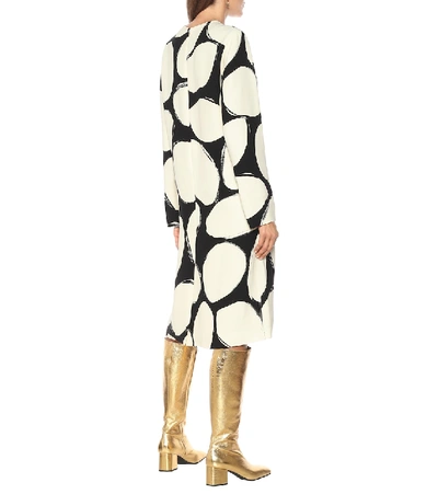 Shop Marni Printed Crêpe Midi Dress In White