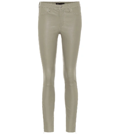 Shop J Brand L8001 Mid-rise Leather Pants In Green