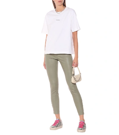 Shop J Brand L8001 Mid-rise Leather Pants In Green