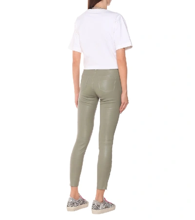 Shop J Brand L8001 Mid-rise Leather Pants In Green
