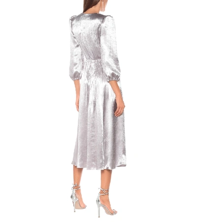 Shop Philosophy Di Lorenzo Serafini Hammered-satin Midi Dress In Silver