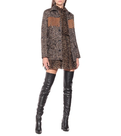 Shop Saint Laurent Leopard-print Wool And Alpaca Jacket In Brown